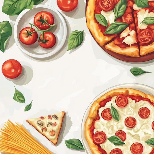 Brochure design with Italian pizza pasta bruschetta