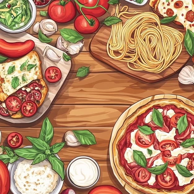 Brochure design with Italian pizza pasta bruschetta