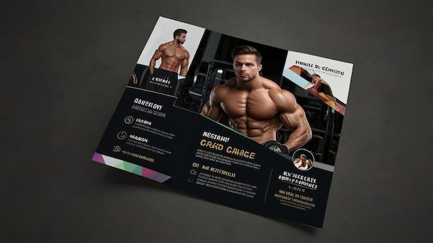 Photo a brochure for a fitness magazine with a man in the middle