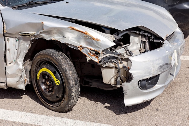 Broken car closeup