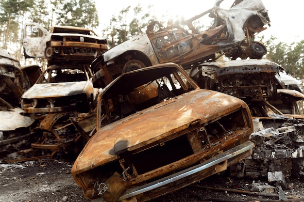 Broken cars in ukraine