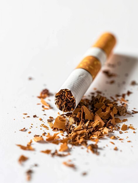 Photo a broken cigarette fragment rests on a white background symbolizing the decision to quit smoking and move toward a healthier future generative ai