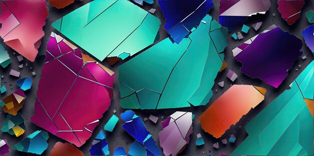 Broken colored glass into many pieces Generative AI