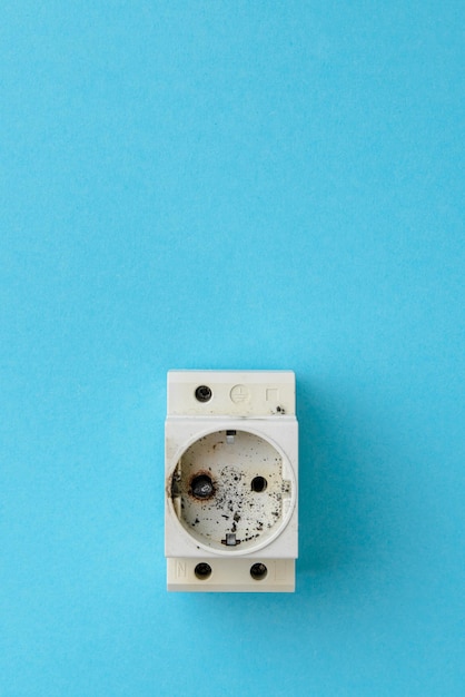 Broken din socket after a short circuit in the electrical network The concept of electrical safety