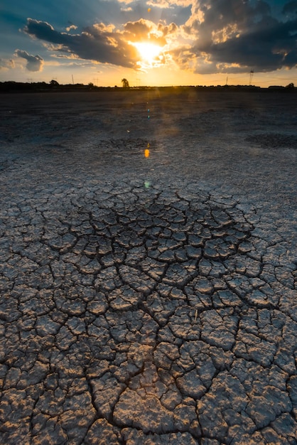 Broken dry soil in a Pampas lagoon La Pampa province Patagonia Argentina