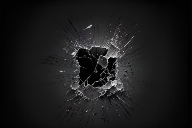 Broken glass on black background abstract unique