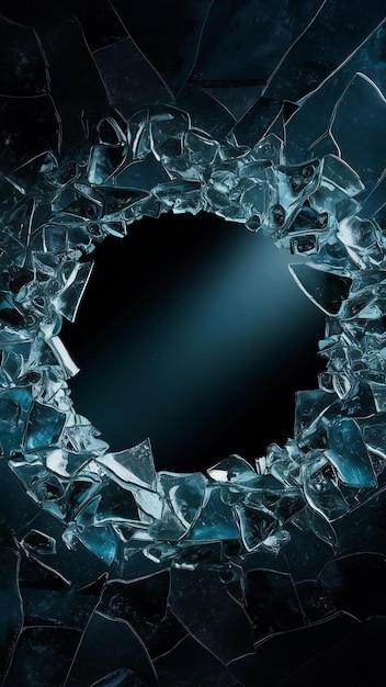 Broken glass texture with hole shape