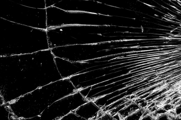 Broken glass white lines on black background design element