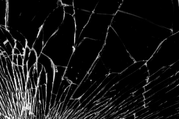 Broken glass white lines on black background design element