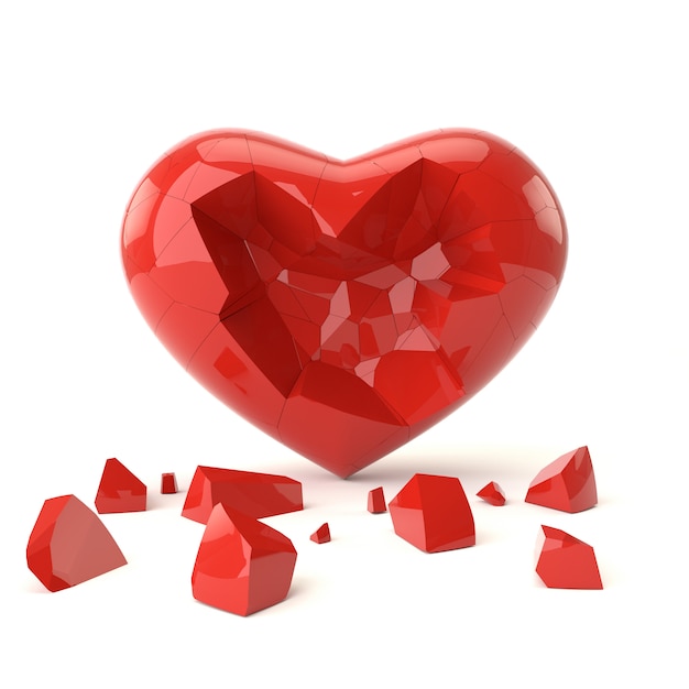 Broken heart. 3D rendering.