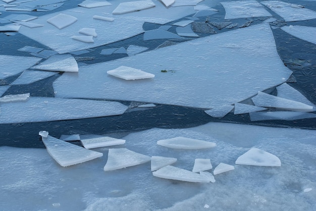 Broken ice lake snowy cold winter ice drift photo spring is coming winter inspiration