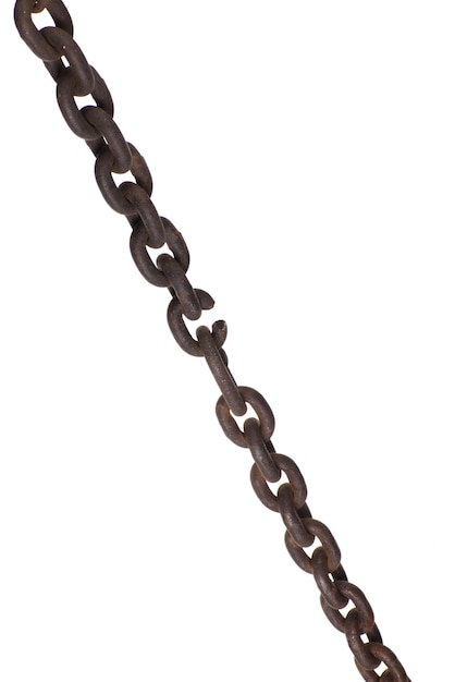 broken iron chain isolated on white background