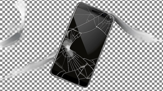 Broken Phone Isolated on Transparent Background