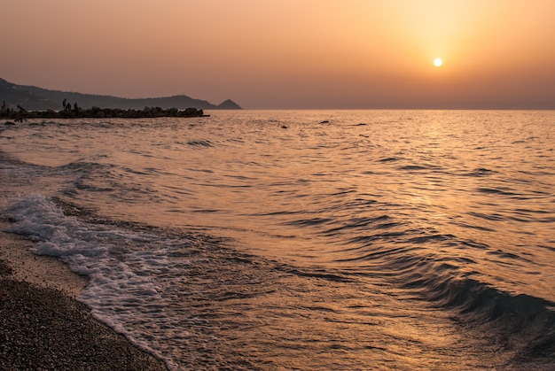 Brolo beach at sunset. Sicily