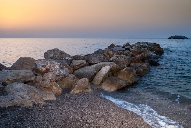 Brolo beach at sunset. Sicily