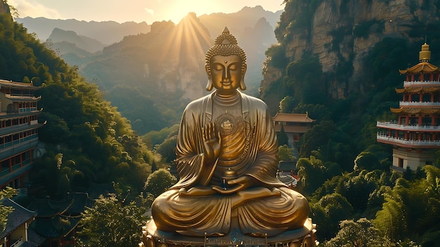 bronze buddha statue in the temple