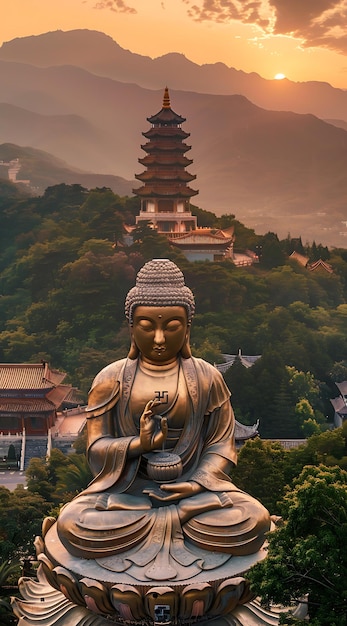 bronze buddha statue in the temple