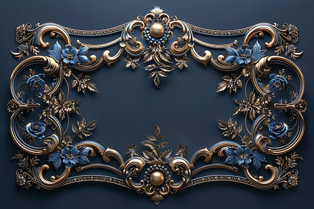 Bronze ornament on a black background Isolated 3D illustration