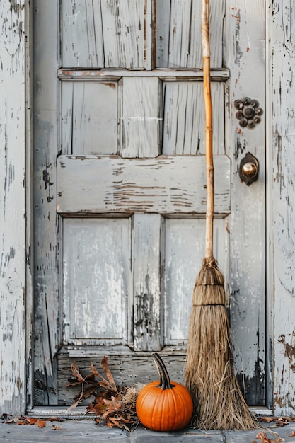 Photo a broom is standing in front of a door that says quot the door quot