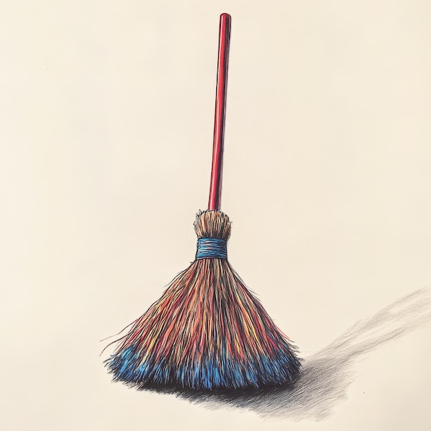 Broom on a white background The concept of cleaning the house