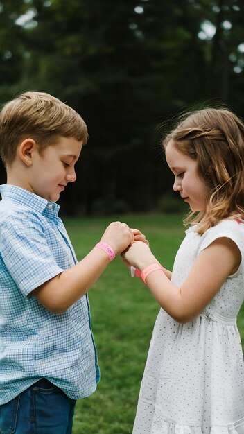 Photo brother and sister bond with wristband ceremony generated by