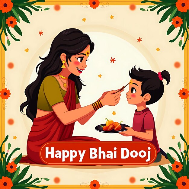 Photo brother and sister celebrating bhai dooj a sibling festival in india