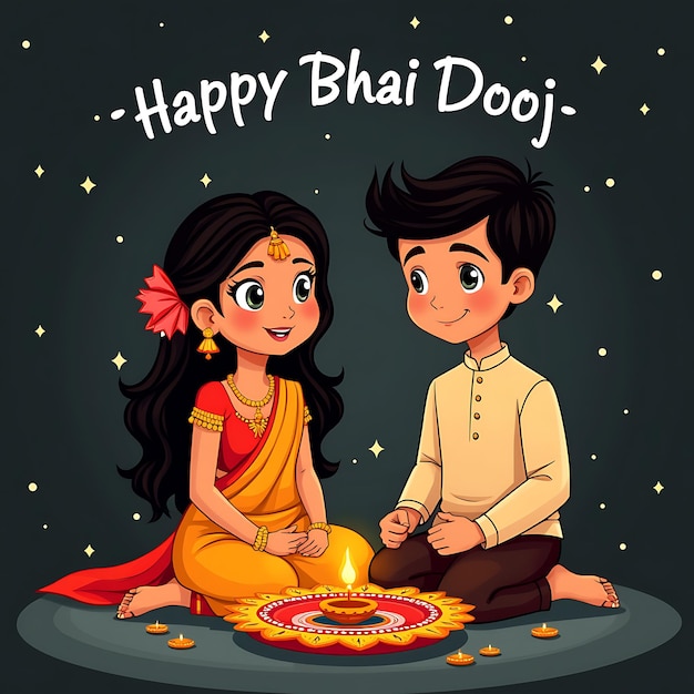 Photo brother and sister celebrating bhai dooj a sibling festival in india