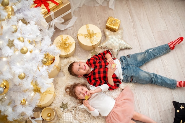 Brother and sister overjoyed at Christmas