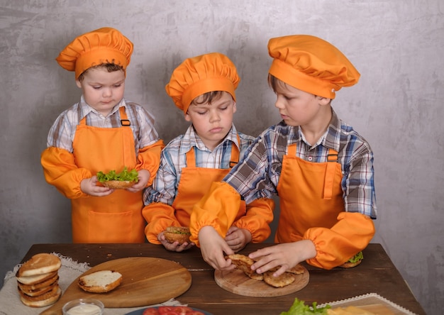 brothers preparing family dinner