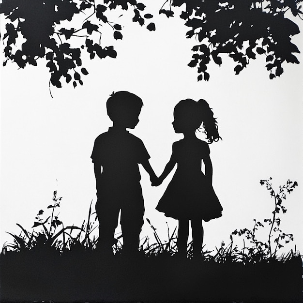 Photo brothersister silhouette