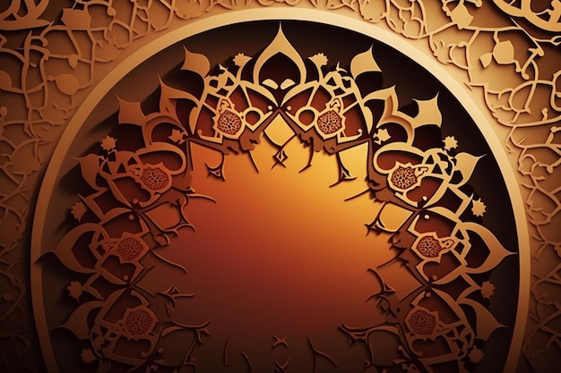 A brown background with a circle with the word ramadan on it