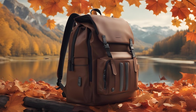 Photo a brown backpack with a black strap that says  backpack