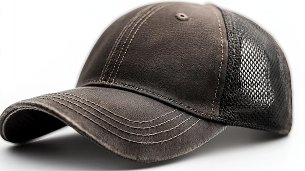 Photo a brown baseball cap with a mesh back panel