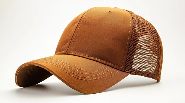 Photo brown baseball cap with mesh back panel