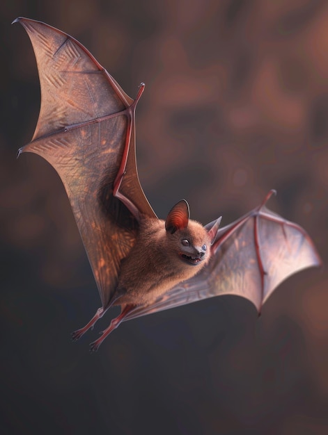 Brown bat in flight