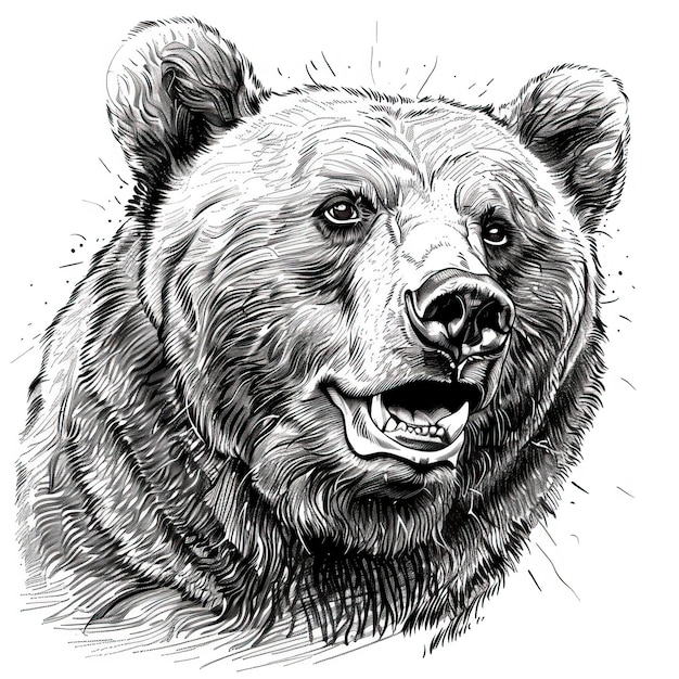 Photo brown bear illustration drawing engraving ink line art vector