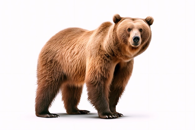 Brown bear on a white isolated background AI generated