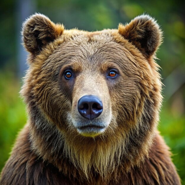 a brown bear with a black nose and a black nose