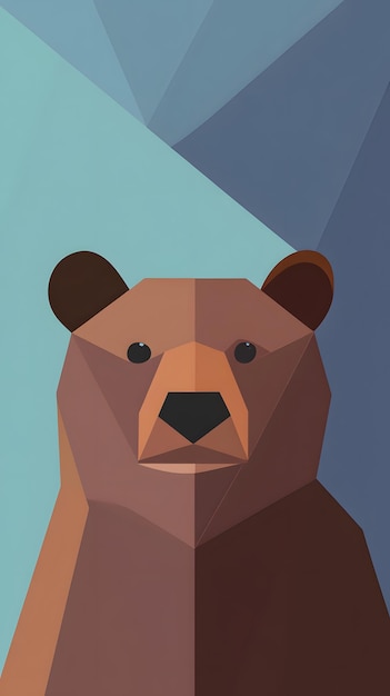 Photo a brown bear with a black nose and a blue background