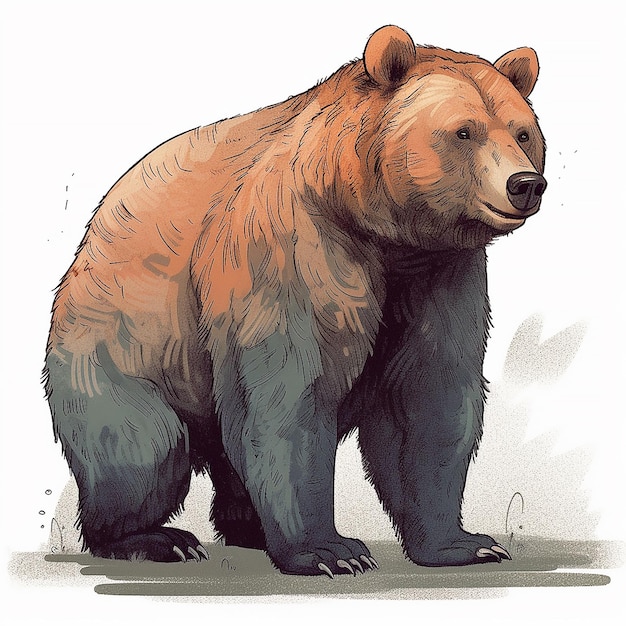 A brown bear with a black nose and a white background.