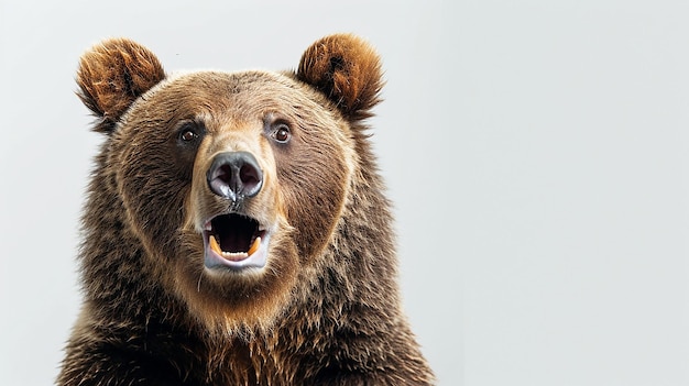 a brown bear with its mouth open and the mouth open