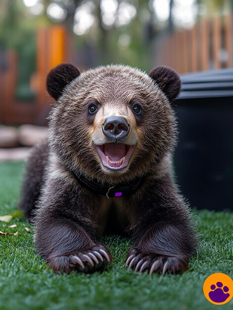 a brown bear with a tag that says  bear