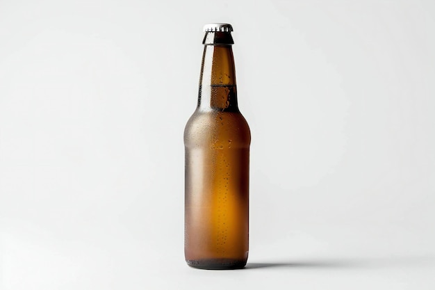 Brown beer bottle isolated on a white background render