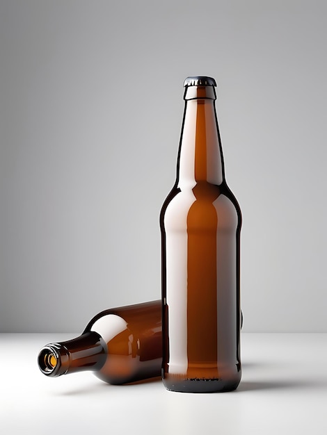 Photo brown beer bottle mockup