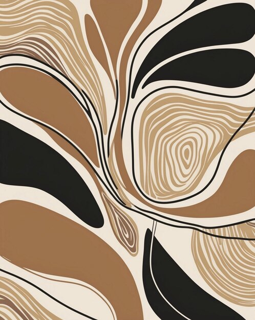 a brown and beige background with a pattern of circles and lines