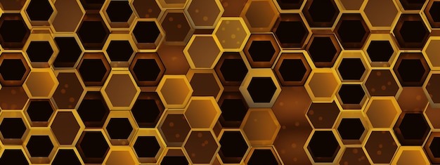 A brown and black background with a pattern of hexagons.