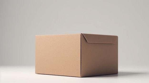 Brown Blank cardboard box mockup on white background Generative AI