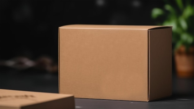 A brown box with the word delivery on it