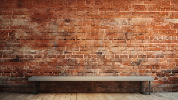 brown brick wall with a bench in front of it