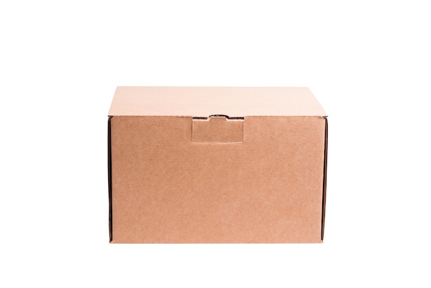 Brown cardboard carton mail, postal box, isolated